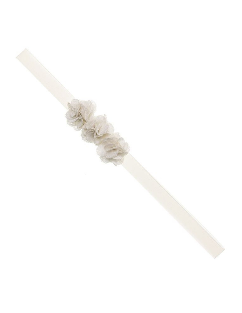Cinta Siena Elastica 3 Flores Mini Crudo para Bebé