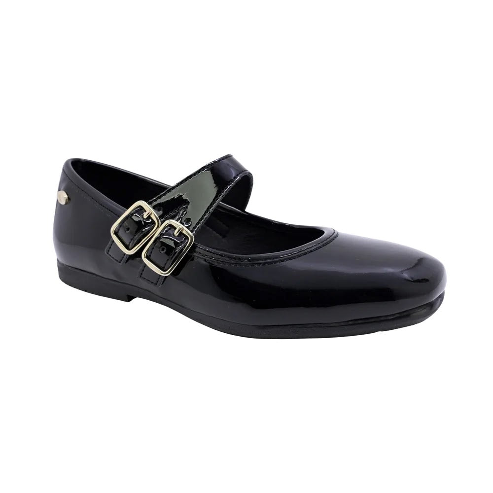 ZAPATO NEGRO PARA NIÑA CHAROL DOBLE HEBILLA