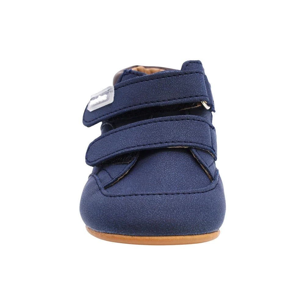 ZAPATO AZUL PARA BEBE SIN SUELA DOBLE VELCRO