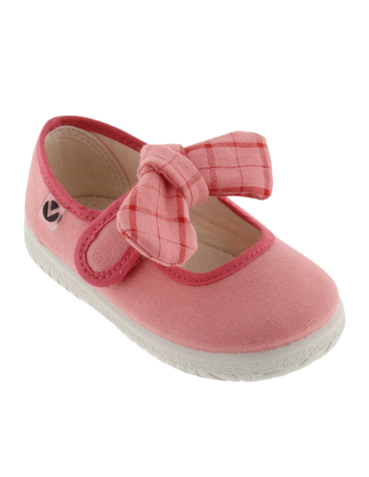 Zapato Victoria Lona Pañuelo Cuadros Coral para Niña