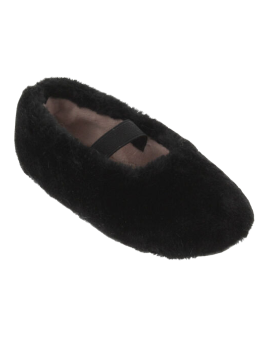 Pantufla Victoria Negro con Pelo y Resorte para Niña