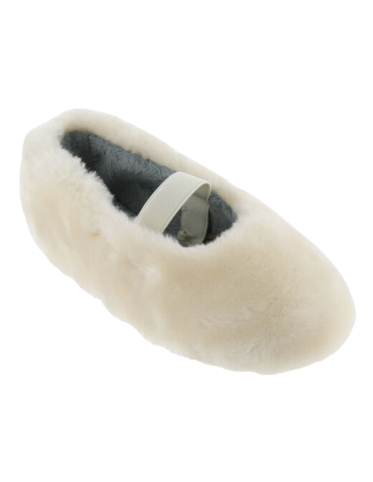 Pantufla Victoria Crema con Pelo y Resorte para Niña