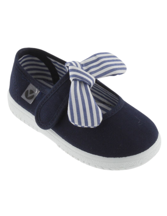 Zapato Victoria Lona Pañuelo Rayas Azul Marinos para Niña