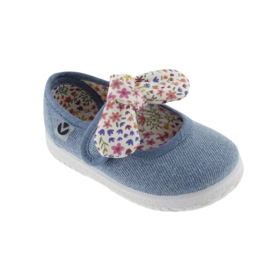 Zapato Lona Niña Jeans con Pañuelo de Flores- VICTORIA