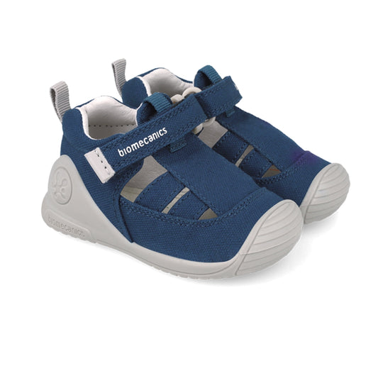 Sandalia Niño Piel Azul con Velcro - Biomecanics