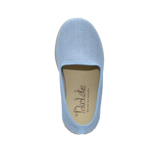 Zapato tipo valenciana de lino celeste para niño – Tokolate