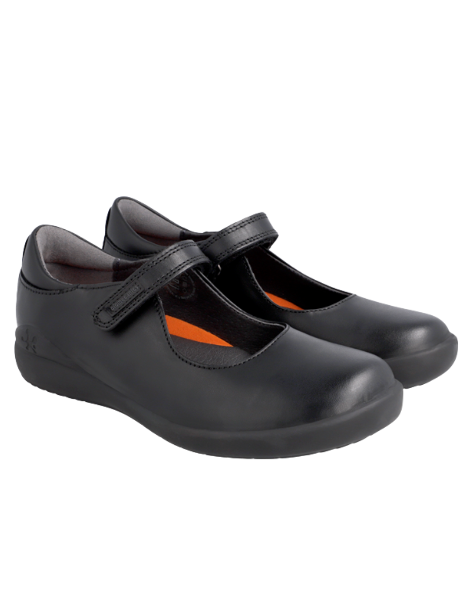 Zapato Biomecanics Escolar Piel Con Velcro Negros para Niña