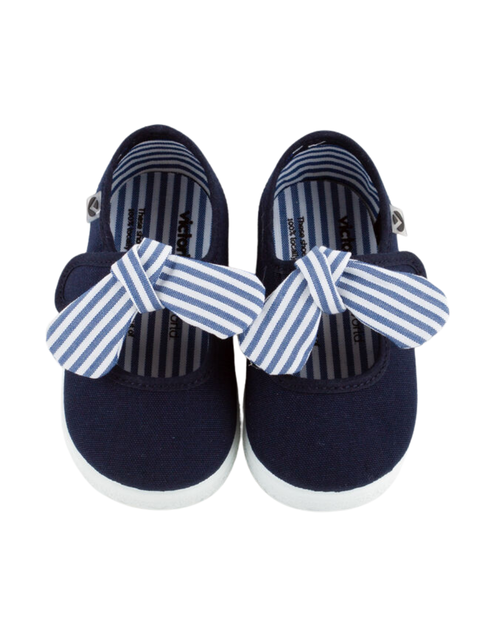 Zapato Victoria Lona Pañuelo Rayas Azul Marinos para Niña