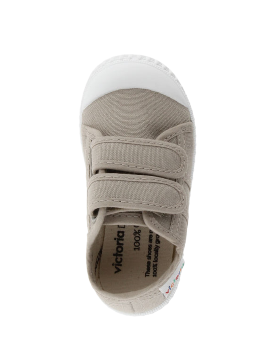 Zapato Victoria Beige de Lona con Dos Velcros para Niños(Unisex)