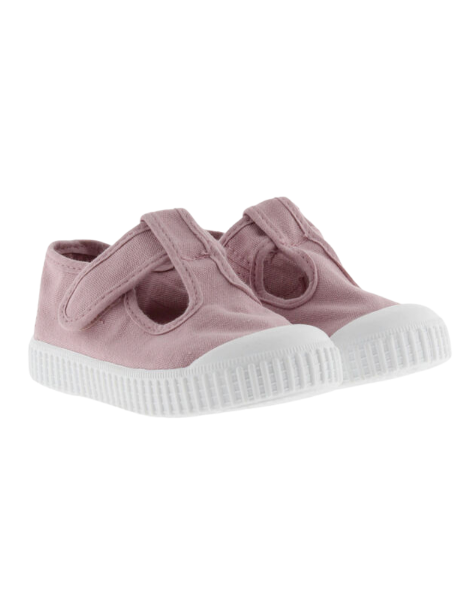 Zapato Victoria Pastel de Lona Tintada con Velcro para Niña
