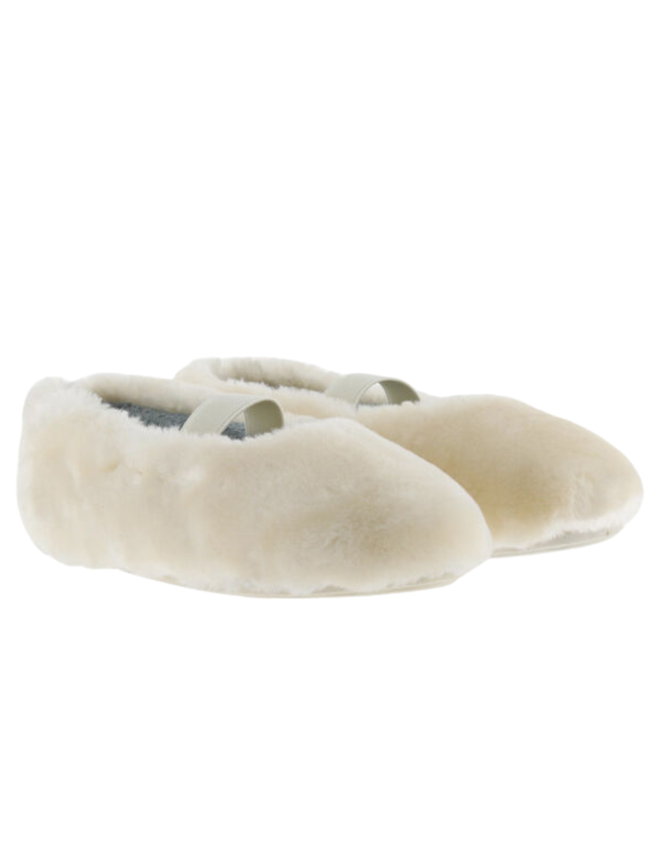 Pantufla Victoria Crema con Pelo y Resorte para Niña