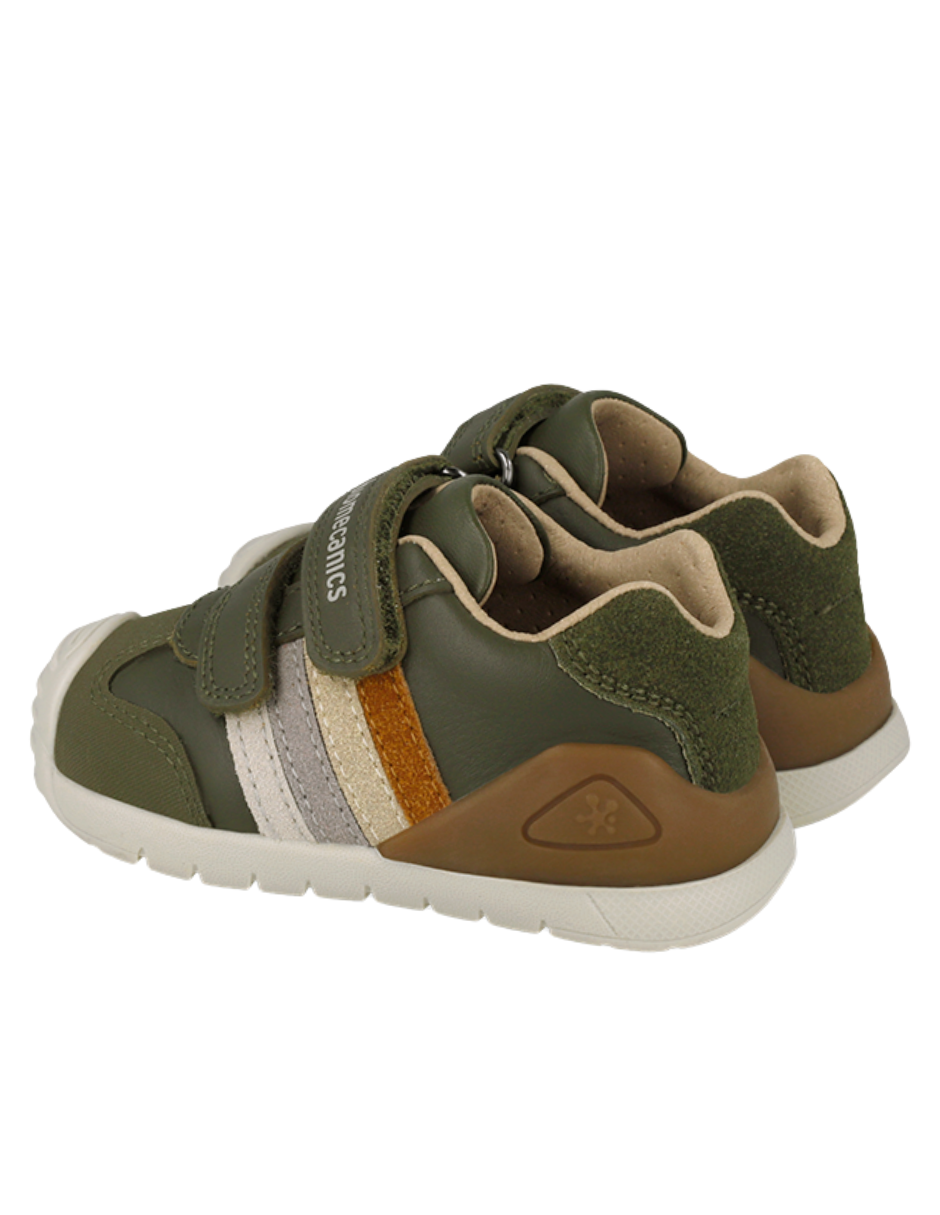 Zapato Biomecanics Botin Doble Franjas Con Velcro Verdes para Niño