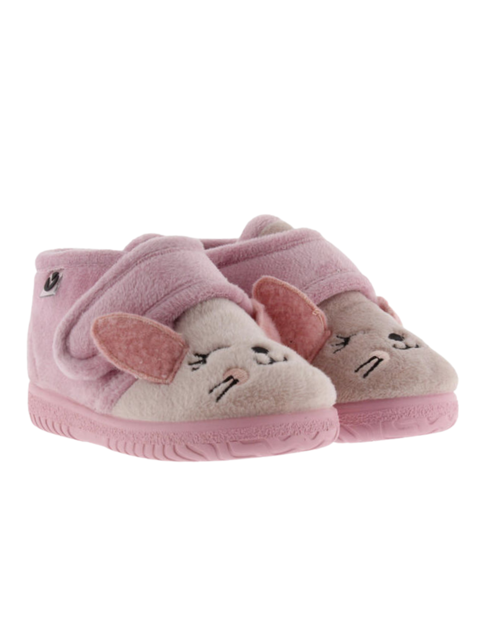 Pantufla Victoria Rosado diseño Gatita con Velcro para Niña