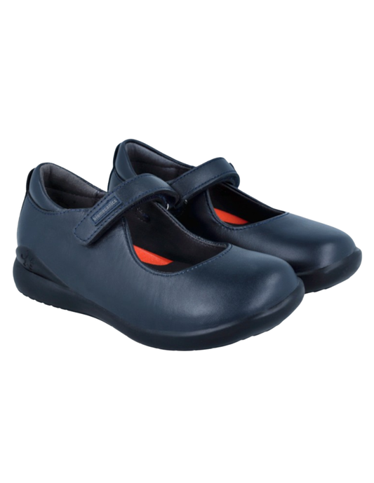 Zapato Niña Escolar Piel Velcr Azul -Biomecanics