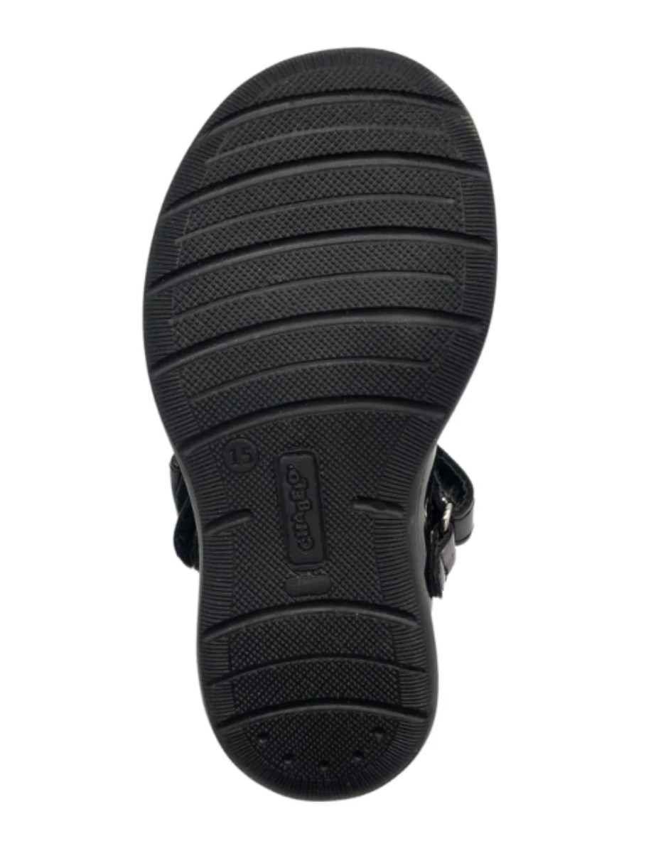 Zapato de Carol Escolar Chabelo Negro Con Moño y Velcro para Niña