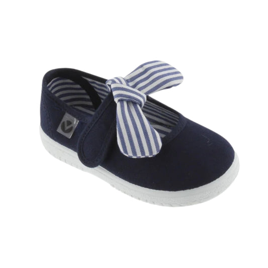 Zapato Lona Niña con Pañuelo de Rayas- VICTORIA