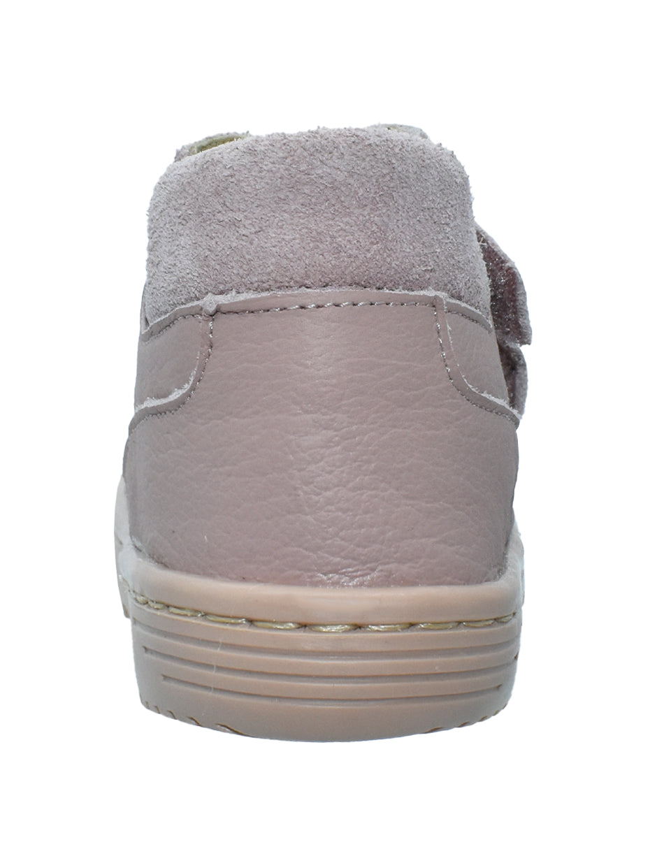 Zapato Barefoot Niña Botita Dos Velcros Rosa -Blanditos
