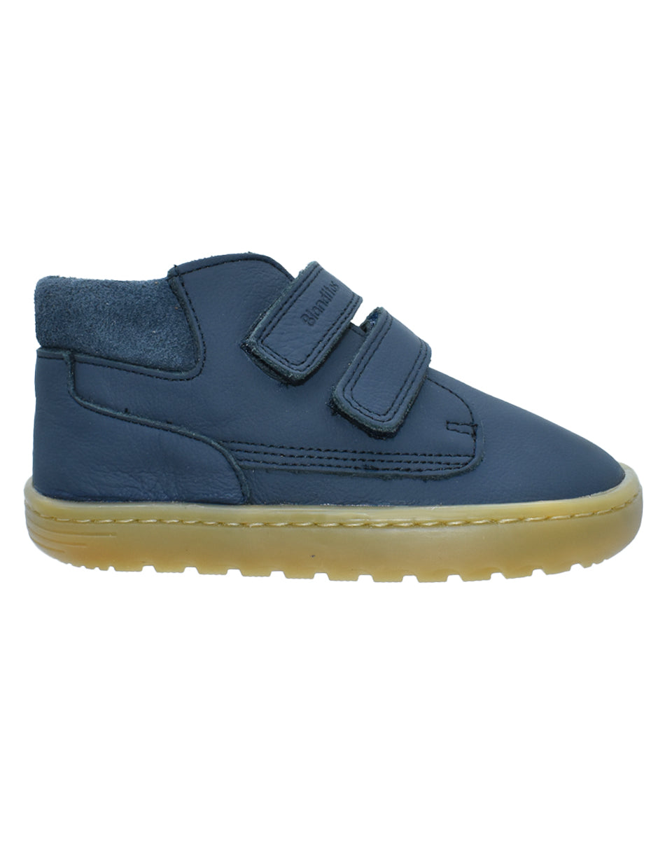 Zapato Barefoot Niño Botita Dos Velcros Azul -Blanditos