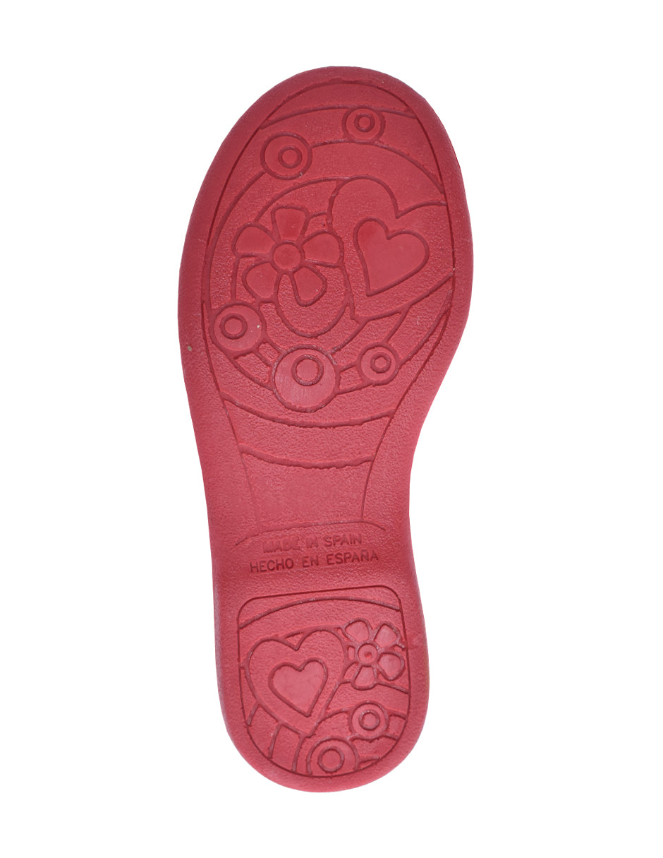 Zapato Niña Mj Botón/Serratex Rojo -Pekis