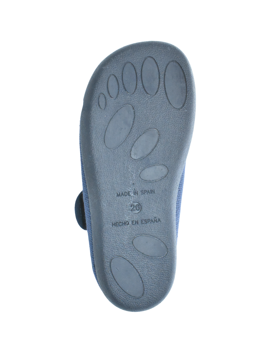 Merceditas Pekis Boton Lino Con Velcro Azul Marinos para Niña