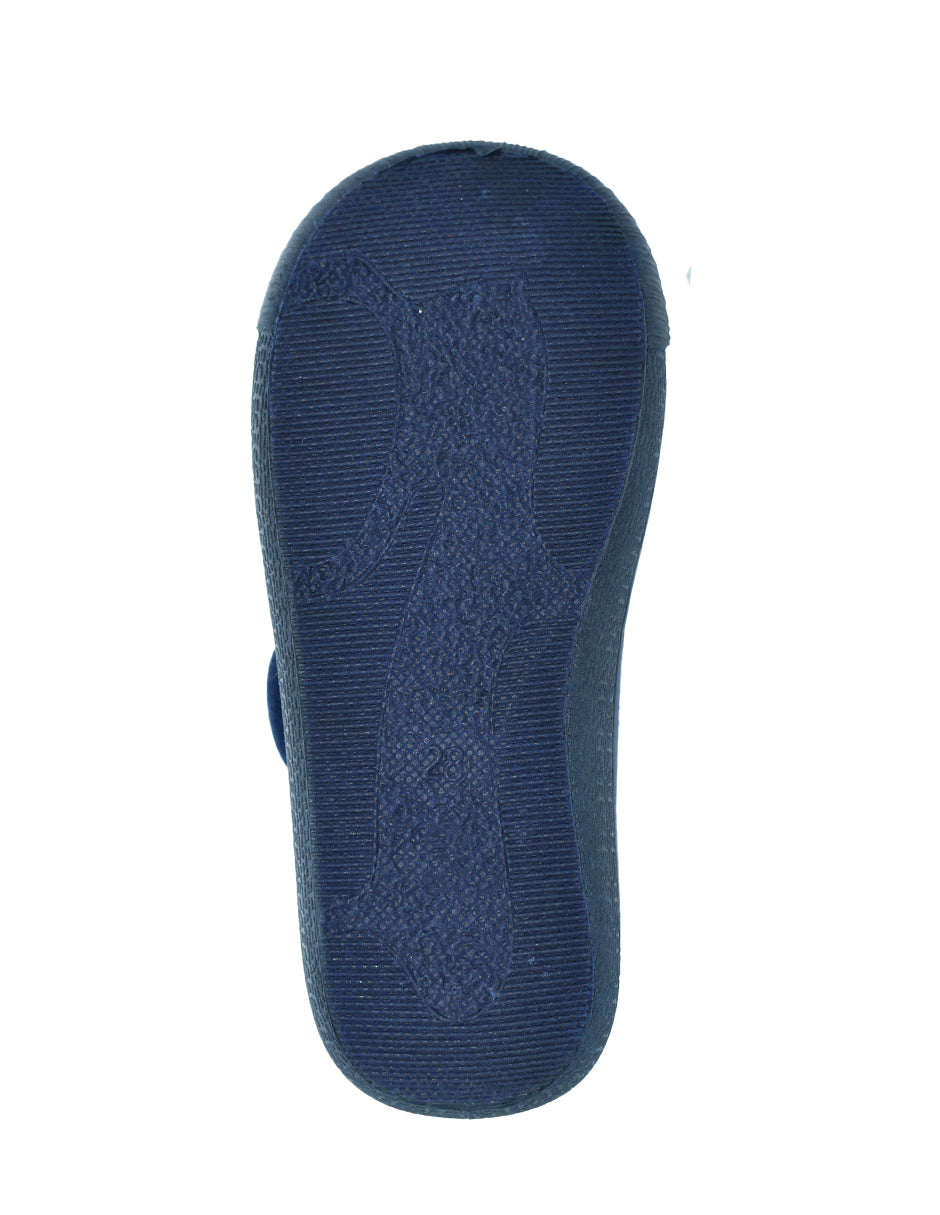 Pantufla Georgie Boy Cobalto Azul Marino Diseño Mario con Velcro para Niño