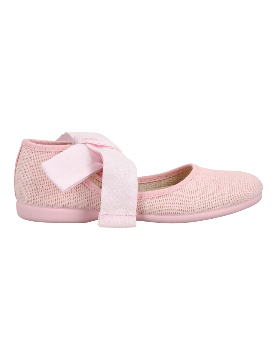 Zapato Tokolate Angelito Cinta/lino Rosas para Niña