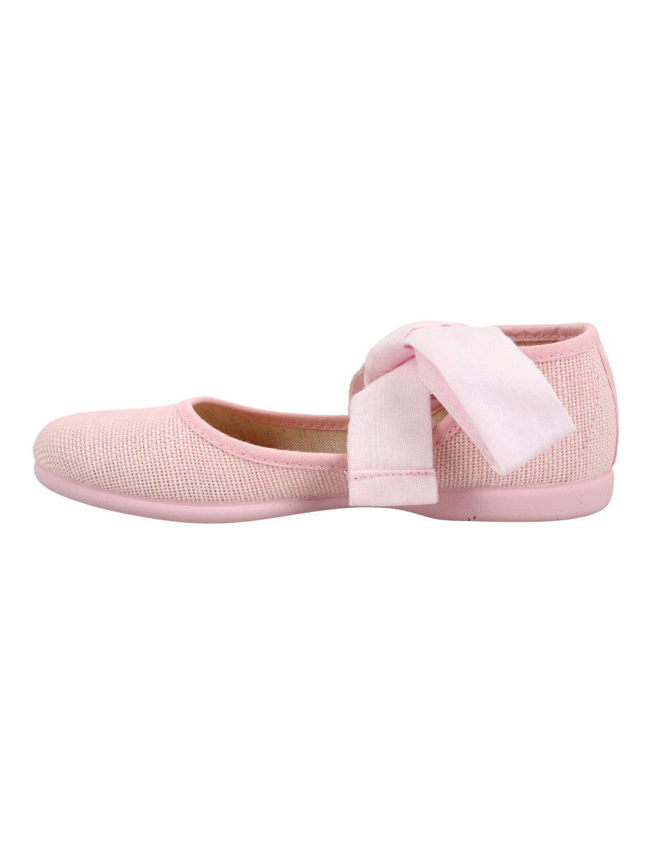 Zapato Tokolate Angelito Cinta/lino Rosas para Niña