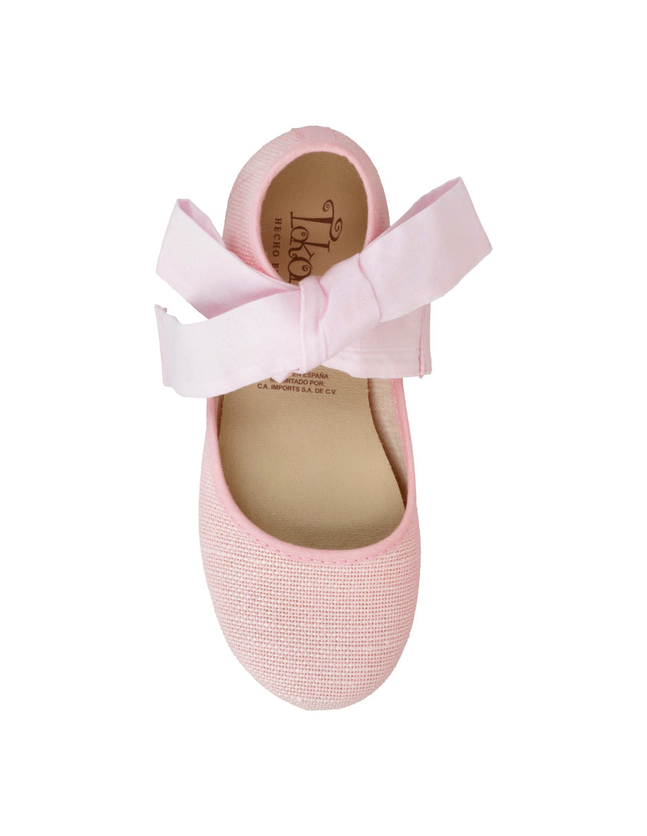 Zapato Tokolate Angelito Cinta/lino Rosas para Niña