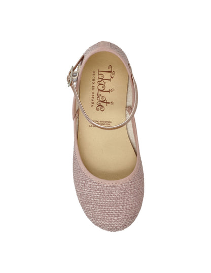 Zapato Tokolate Hebilla/pala Baja Rosas para Niña