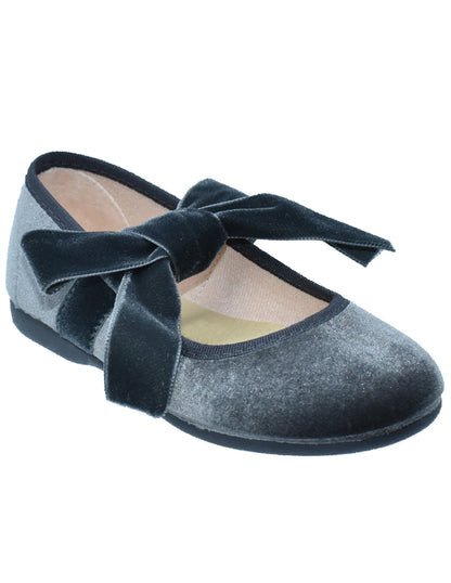 Zapatos de Salón Tokolate Terci Gris con Lazo para Niña