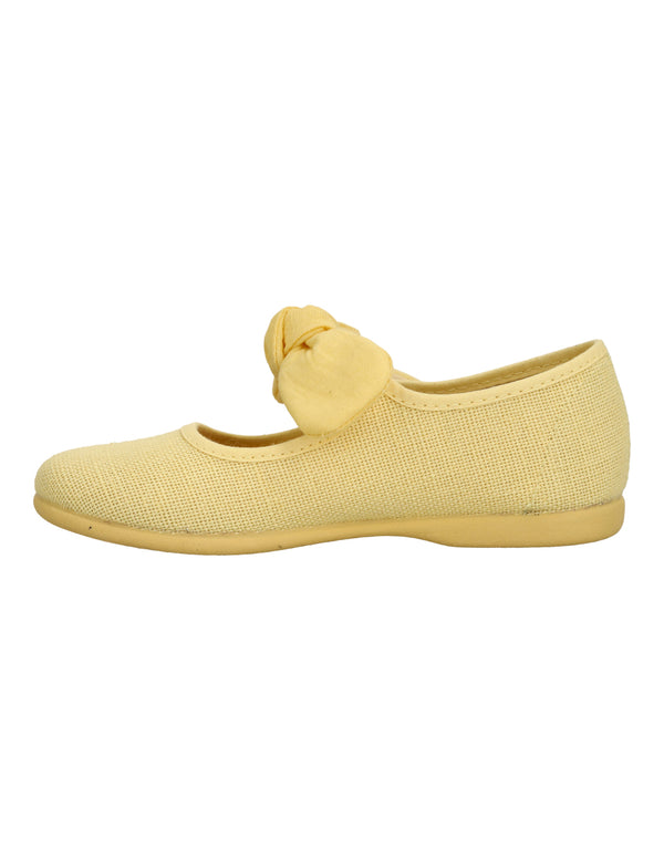 Merceditas Tokolate en Lino Amarillo con Velcro para Niña