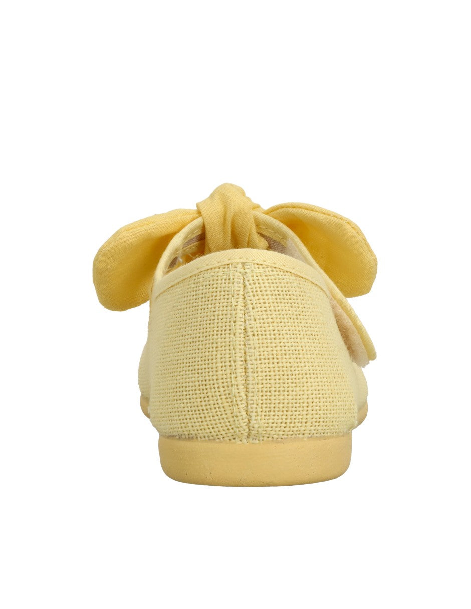 Zapato Tokolate Moño Lino Con Velcro Amarillos para Niña