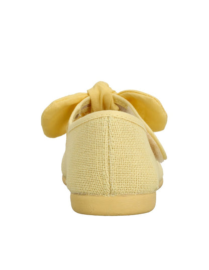 Zapato Tokolate Moño Lino Con Velcro Amarillos para Niña