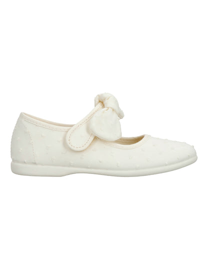 Zapato Tokolate Moño Plumeti Con Velcro Beige para Niña