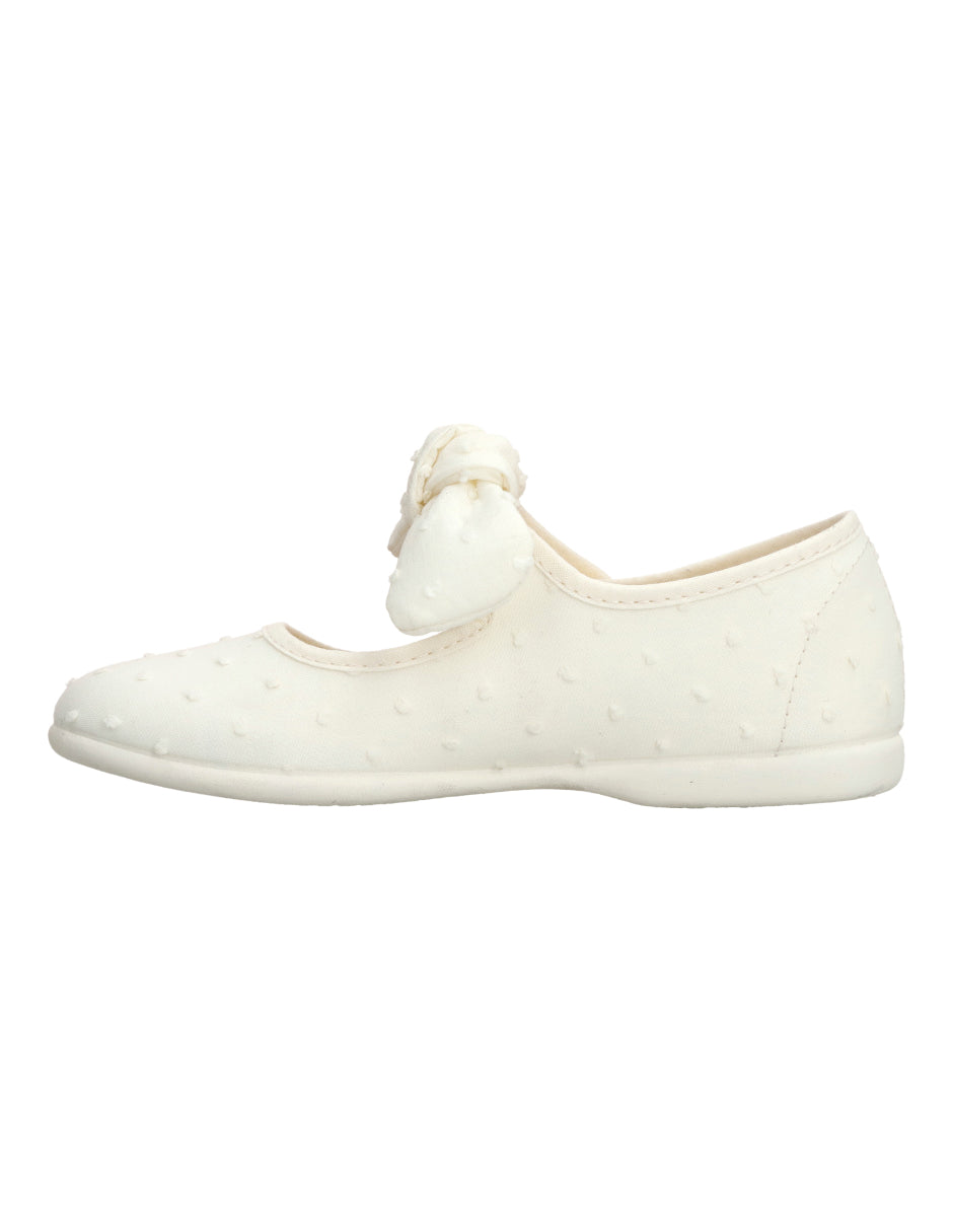 Zapato Tokolate Moño Plumeti Con Velcro Beige para Niña