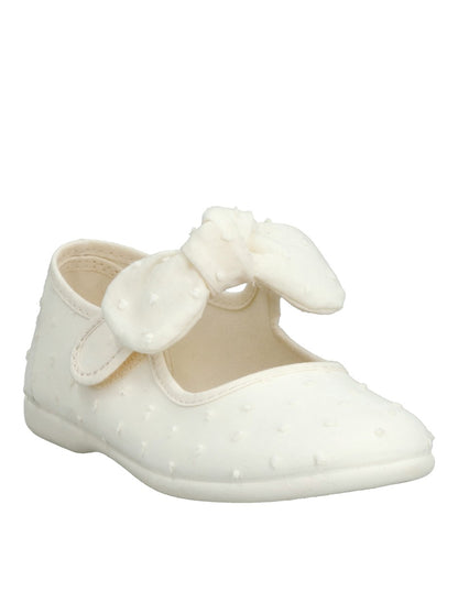 Zapato Tokolate Moño Plumeti Con Velcro Beige para Niña