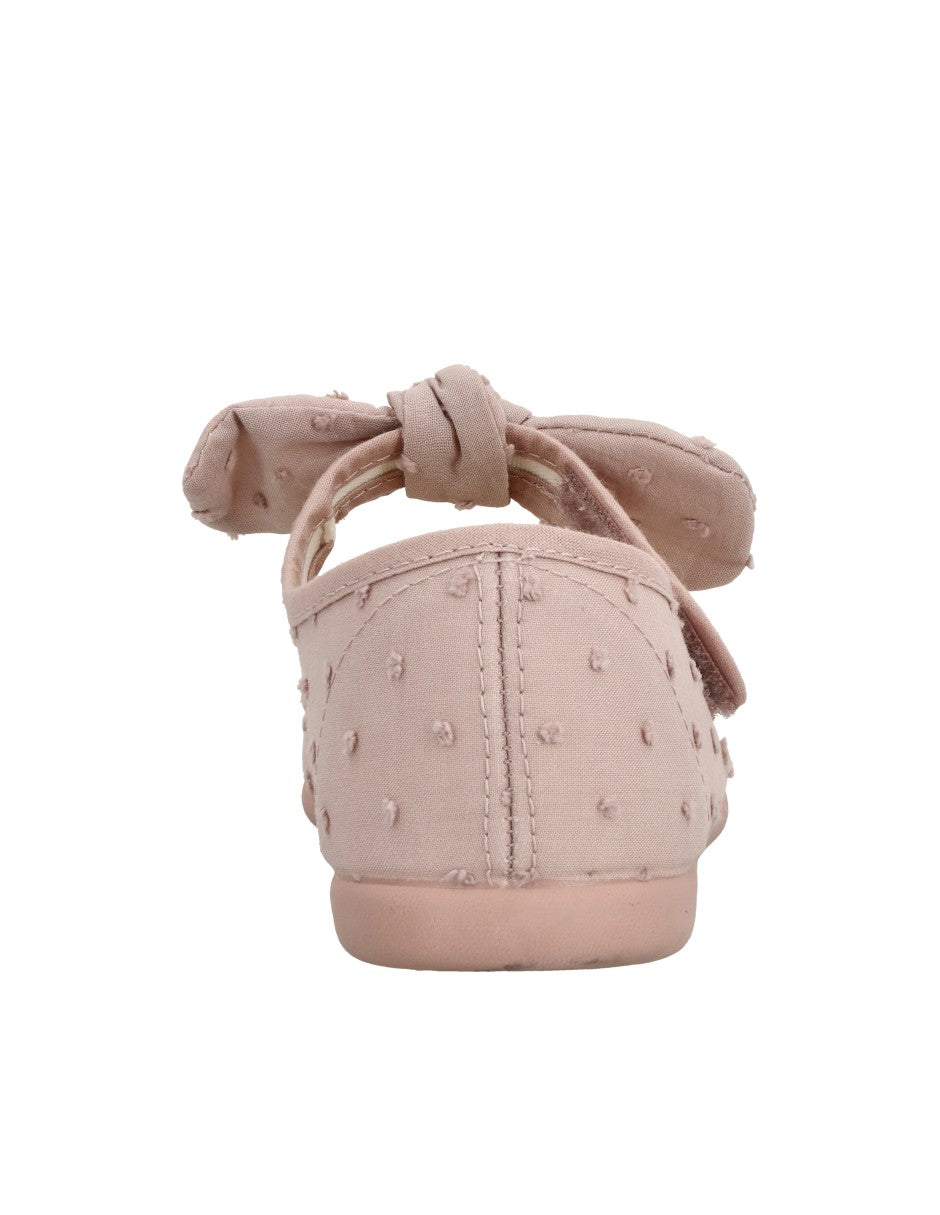 Zapato Tokolate Moño Plumeti Con Velcro Polvo para Niña