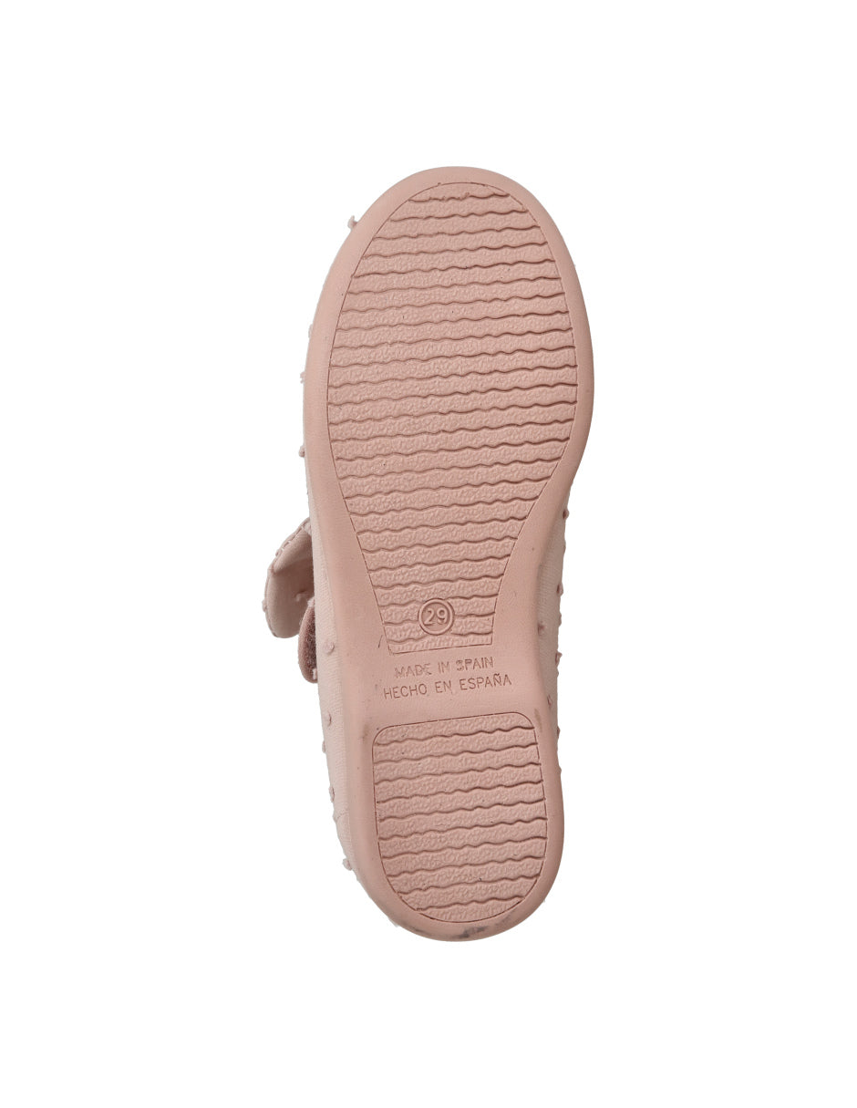 Zapato Tokolate Moño Plumeti Con Velcro Polvo para Niña