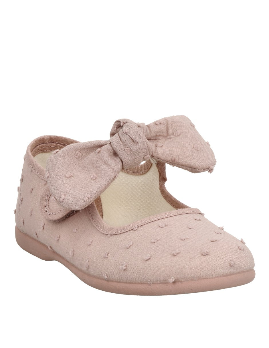 Zapato Tokolate Moño Plumeti Con Velcro Polvo para Niña