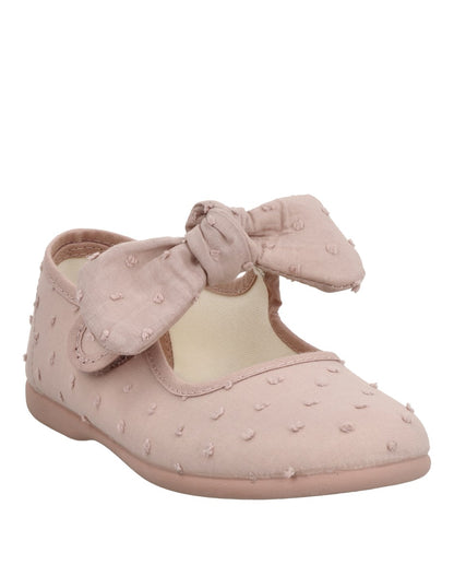 Zapato Tokolate Moño Plumeti Con Velcro Polvo para Niña