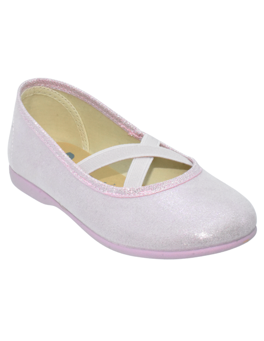 Zapato de Salón Pekis Rosas con Elasticos para Niña