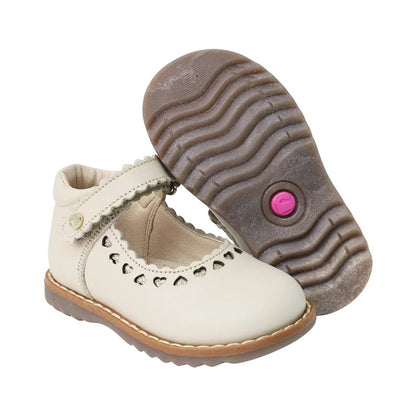 ZAPATO BEIGE PARA BOTA TOBILLO NIÑA VELCRO CORAZONES