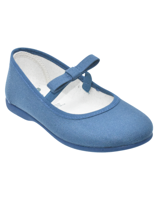 Zapato de Salón Pekis Azules con Lazo Berlin para Niña