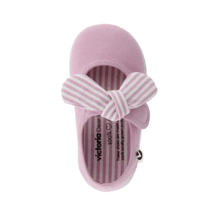 Zapatos Victoria de Lona con Pañuelo de Rayas para Niña