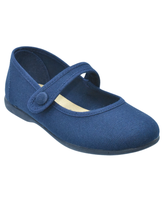 Zapato Pekis Correa Boton pique Azul Marinos para Niña