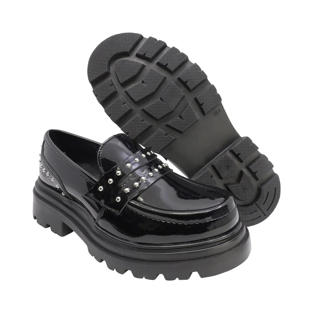 MOCASIN NEGRO PARA NIÑA CHAROL ESTOPEROLES
