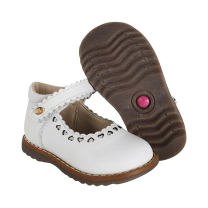 ZAPATO BLANCO PARA BOTA TOBILLO NIÑA VELCRO CORAZONES