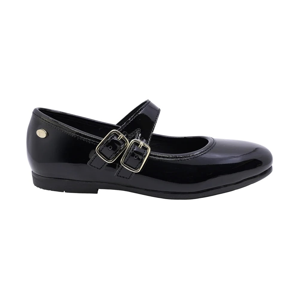 ZAPATO NEGRO PARA NIÑA CHAROL DOBLE HEBILLA