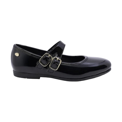 ZAPATO NEGRO PARA NIÑA CHAROL DOBLE HEBILLA