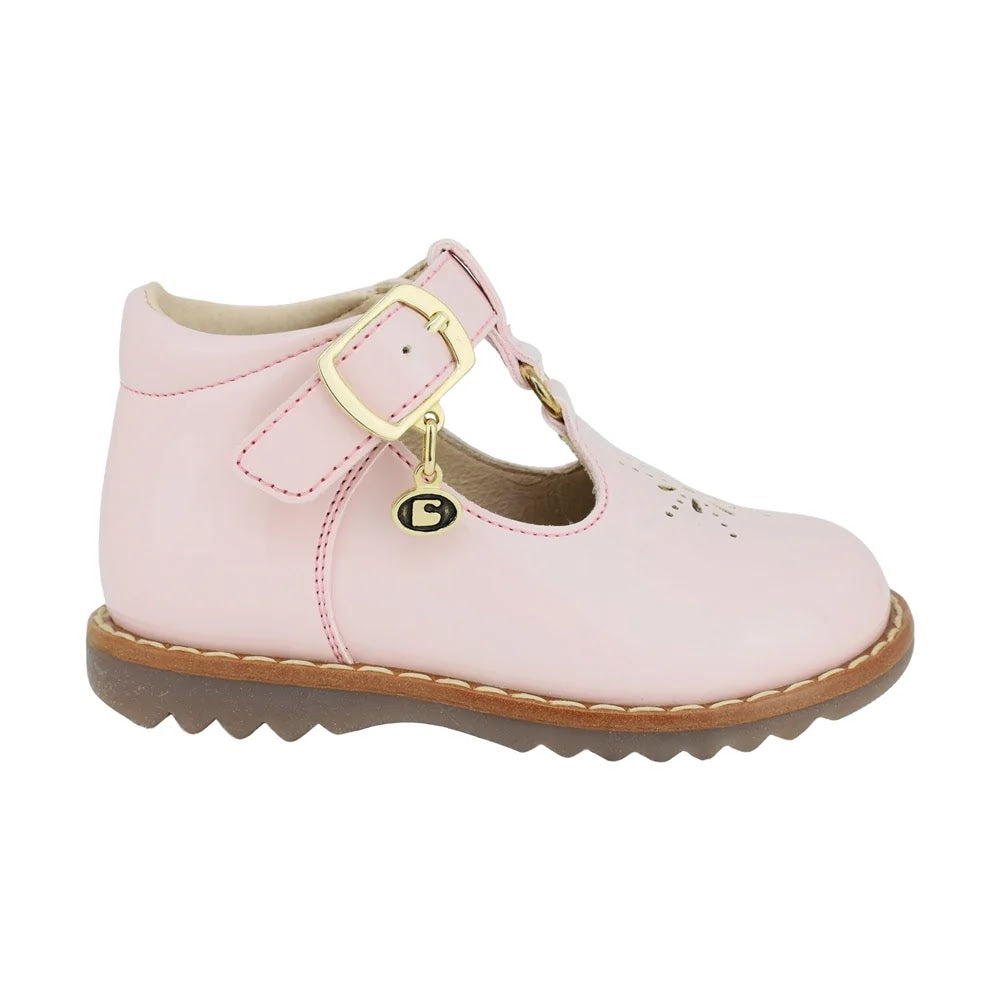 ZAPATO ROSA PARA BOTA TOBILLO NIÑA CHAROL HEBILLA